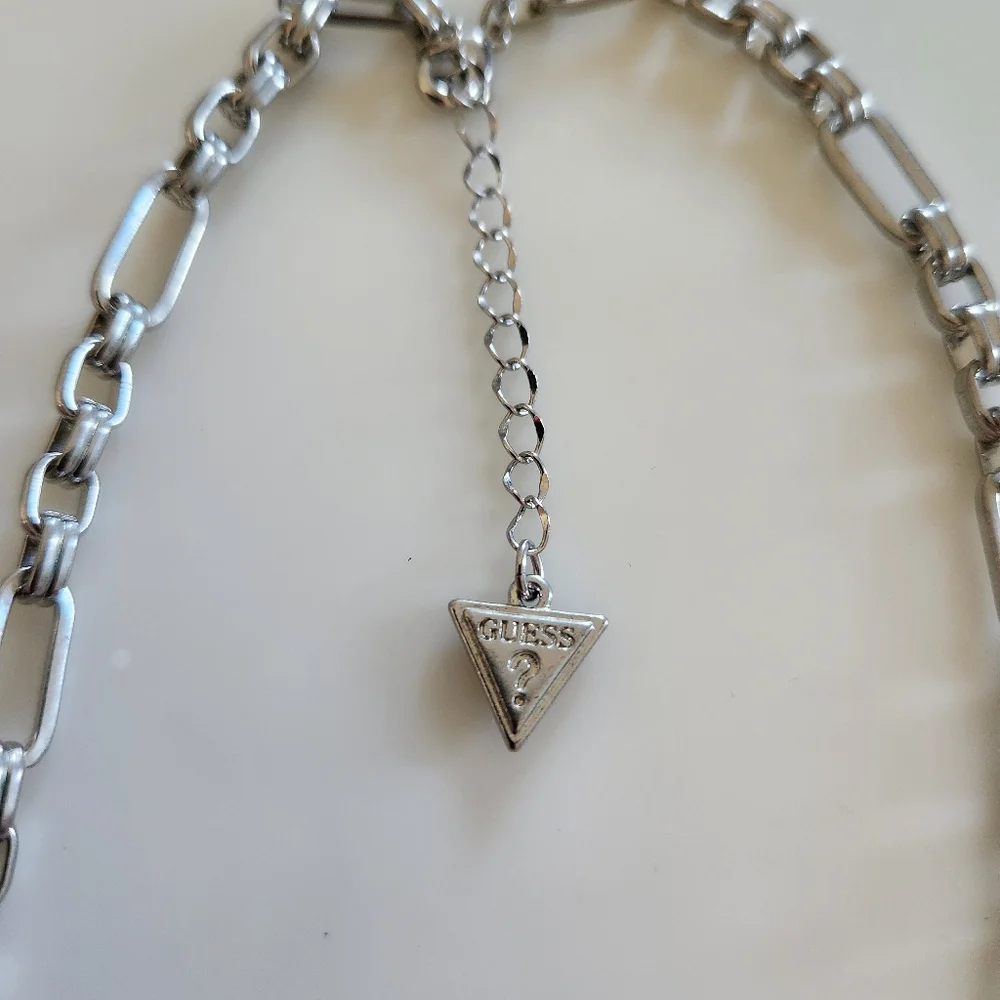 Silver Chain Necklace with Triangle Pendant